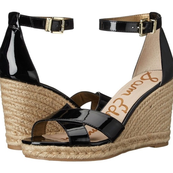 Sam Edelman Brenda Wedges in black size 8 NWOB WORN ONCE - Picture 1 of 9